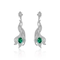 Orecchini pendenti vintage in argento a forma di foglia con gemme verdi e piccoli diamanti - Argento 925 / Orecchini Smeraldo di Laboratorio