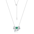 Elegant S925 silver butterfly necklace featuring an emerald green gemstone pendant - 925 Silver / Lab-Created Emerald (7MM Square)