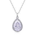 S925 Silber Anhänger mit birnenförmigem Schliff, Wassertropfen-Design und glänzenden CZ-Steinen - Nur Anhänger (Ohne Kette) / 925er Silber