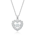 Schitterende S925 zilveren hartvormige hanger met bewegende Moissaniet en halo-zetting - Hart Moissaniet Hanger Zonder Ketting / 925 Sterling Zilver (Met GRA Moissanite Certificaat)