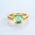 Anello in argento S925 con gemma verde taglio cushion e finitura dorata - US6# / Placcato Oro 10K Cristallo Verde Viola