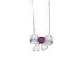 S925 silver butterfly necklace featuring square red ruby and pavé set cubic zirconia - 925 Silver / Lab-Created Ruby (7MM Square)