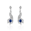 Orecchini a pendente vintage a foglia con zaffiro blu e pavé in argento s925 - Argento 925 / Orecchini Zaffiro di Laboratorio