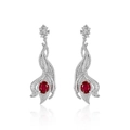 Orecchini pendenti vintage in argento S925 con gemma rossa ovale e cristalli bianchi - Argento 925 / Orecchini Rubino Sintetico