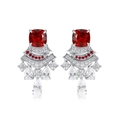 Elegante S925 Silber Tropfenohrringe in Rockform mit roten und weißen Schmucksteinen - 925er Silber / 5.95ct Hauptstein / Labor-Rubin (Rot)