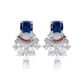 Elegante S925 Silber Tropfenohrringe in Rockform mit blauen Hauptsteinen und bunten Steinen - Labor-Saphir (Blau)