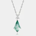 Kite-cut green moss agate necklace in S925 sterling silver with sparkling zircon accents - Kite-Shaped Pendant (PD019198) / 925 Silver / Pendant Only (Without Chain) (Main Stone 7x12mm) / Silver/Green