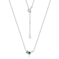 Collana in argento S925 con ciondolo rettangolare in agata muschiata verde e zirconi bianchi - Argento 925 / Agata Muschiata Verde (Pietra Principale 4*6mm)