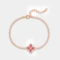 Bracciale quadrifoglio in argento S925 con rubini sintetici e finitura in oro rosa - Argento 925 / Bracciale a Quadrifoglio - Rubino Creato in Laboratorio