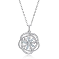 Pendente fiocco di neve in argento S925 con zircone blu e cristalli su catena O - Argento 925 / Solo Ciondolo (Senza Catena)