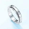 Minimalist S925 sterling silver geometric ring with three inlaid moissanite stones - HK15# / Male Ring (CR019014)