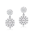 Boucles d'oreilles flocon de neige en argent S925 avec zircons blancs pour l'hiver - Argent 925 / Or Blanc Argent Épais