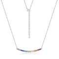 Collana in argento S925 con pendente arcobaleno in zirconi colorati su catena classica O - Argento 925 / Oro Bianco Argento Spesso