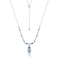 Collana in argento S925 con diamanti blu taglio ghiaccio e zirconi bianchi scintillanti - Argento Spesso Oro Bianco (Pietra Principale 3*5mm) / Argento 925