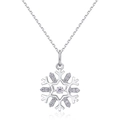 Funkelnde S925 Sterling Silber Schneeflocke Halskette mit tanzendem Stein und Zirkonia Besatz - Nur Anhänger (Keine Kette) / 925er Silber