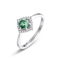 Anello aperto in argento S925 con agata muschiata esagonale e pavé di zirconi - Regolabile US 7# / Argento (Pietra Principale 6x6mm)