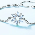 Bracciale fiocco di neve con gemme marquise azzurre e finitura in argento S925 - Argento 925 [Lunghezza Catena 150+40MM] / Bracciale Fiocco di Neve
