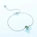 Bracciale in argento S925 con agata muschiata verde rettangolare e ciondolo a cuore - Rettangolo Geometrico (B012561-L) / Argento 925 / Bracciale in Agata Muschiata