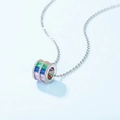 Elegant 925 sterling silver necklace with rainbow gemstones on a blue background - 925 Silver / Thick Silver White Gold