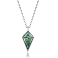 Kite-shaped natural moss agate necklace with S925 sterling silver chain and geometric pendant - 925 Silver / Silver