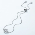 Bracciale regolabile in argento S925 con moissanite rotonda incastonata a castone - Stile Regolabile Castone Tondo (Con Confezione Regalo Certificato) / Argento
