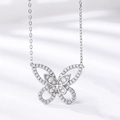 Exquisite S925 Silber Schmetterling Halskette mit Pavé-Zirkonia-Diamanten besetzt - 925er Silber / Silber