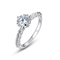 Elegant S925 sterling silver 1 carat moissanite engagement ring with twisted pavé band - US6# / With GRA Certificate / Thick Silver White Gold