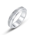Minimalist S925 sterling silver ring with a micro-paved row of sparkling moissanite stones - HK11# / Female Ring (CR019183)