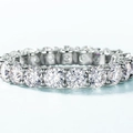 Sparkling S925 sterling silver eternity ring with a full row of brilliant moissanite stones - US 6 / Eternity Band Style (With GRA Certificate) / Main Stone 4.0mm / Silver