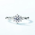 Classic S925 silver vine ring with 1ct round moissanite and twisted band design - US6# / With GRA Certificate / Silver