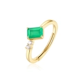 Adjustable gold S925 silver ring featuring emerald-cut green moss agate stone - Adjustable HK12# / Green Agate