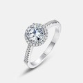 S925 sterling silver halo ring with one carat moissanite and pavé setting accents - US 6 (With GRA Certificate) / Silver