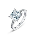 Classic S925 sterling silver princess cut moissanite ring with side stones on white background - US 6 (With GRA Moissanite Certificate) / Silver White Gold (Main Stone Square 8.0mm)