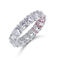 Sparkling S925 silver ring featuring round white moissanite and pink gradient stones - US 6 / Double-sided Gradient Band Design (RG020807) / Colorful