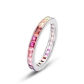 Anillo eternity arcoíris de plata de ley S925 con piedras de colores de corte cuadrado - US 6 / Plateado (Zirconia Multicolor)