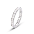 Elegante anillo de eternidad en plata S925 con circonitas de corte princesa - US 6 / Plata (Circón blanco)