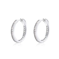 Orecchini a cerchio in argento sterling S925 con fila di zirconi bianchi lucidi - Argento 925 / Argento Spesso Oro Bianco - Zirconia Bianca