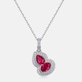 Collana a zucca in argento S925 con pietre rosse sangue di piccione e pavé di cristalli - Argento 925 / Rubino Sintetico (PD020328)