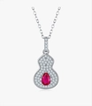 Collana a zucca in argento S925 con rubino sintetico e pavé di diamanti - Argento 925 / Rubino Sintetico (NL022497)