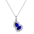 Collana a zucca in argento S925 con pietre blu taglio a goccia e zirconi brillanti - Argento 925 / Zaffiro Sintetico (PD020328B)