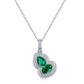 Collana a zucca in argento S925 con due pietre verde smeraldo e pavé di diamanti lucidi - Argento 925 / Smeraldo Sintetico (PD020328Z)