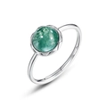 Anello in agata muschiata naturale con fascia regolabile in argento S925 e incisioni retrò - Regolabile HK12# / Oro Bianco Argento Spesso