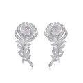 Orecchini a piuma in argento S925 con cristalli di diamante luminosi e design moderno - Argento 925 / Argento