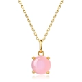 Luxurious S925 silver gold-plated necklace featuring a round pink gemstone pendant - Pendant Only (Without Chain) / 10K Gold + Electrophoretic Lacquer / Gold - Synthetic Pink Crystal