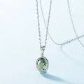 Collar minimalista de plata 925 con colgante de ágata musgo ovalada y texturas verdes - Colgante Solo (Sin Cadena) Plata Gruesa Oro Blanco (Piedra 8*10mm) / Plata 925
