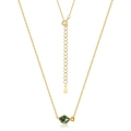 Collier en argent S925 avec agate mousse verte et cristal jaune au design géométrique - Plaqué Or 10K (NL020079)