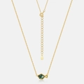 Collana in argento S925 dorato con agata muschiata asimmetrica e pietra a goccia - Placcato Oro 10K (NL020079)