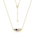 Luxury S925 sterling silver gold-plated crown necklace with colorful zircon gemstones - Gold