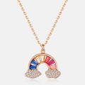 Collar arcoíris en oro rosa con piedras baguette de colores y motivos de nubes - Plata 925 / Oro Rosa + Laca