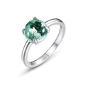 Minimalistischer S925 Sterlingsilber Ring mit natürlichem Moosachat in Vier-Krallen-Fassung - Moos